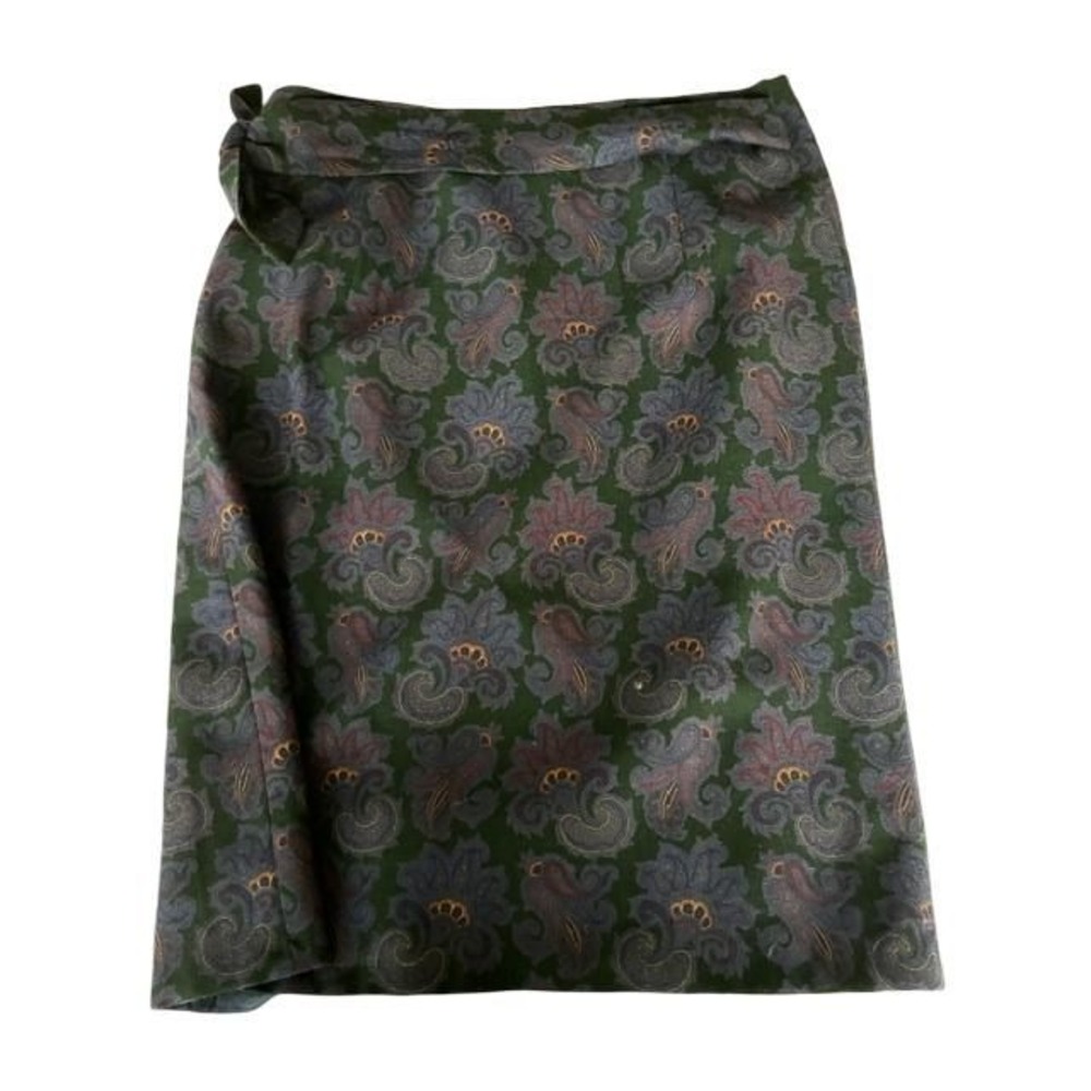 • Vintage Ralph Lauren Wool Blend Purple Paisley Wrap Skirt Made in USA Size 8 - Picture 3 of 13